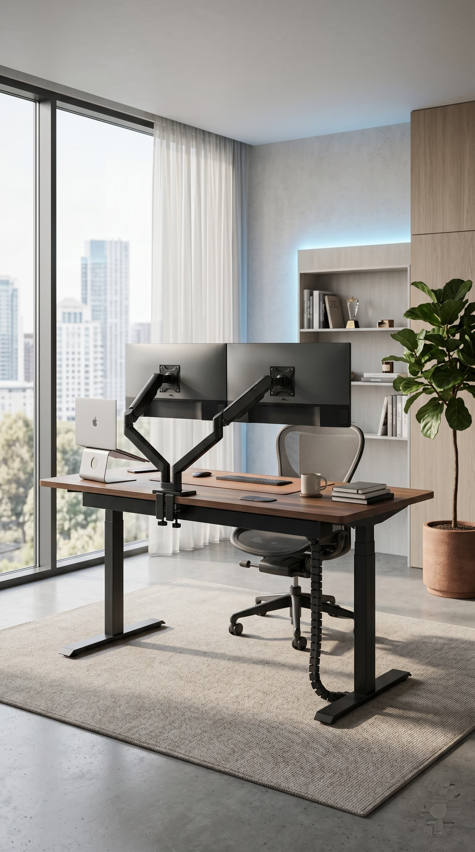 Dual monitor ergonomic workstation